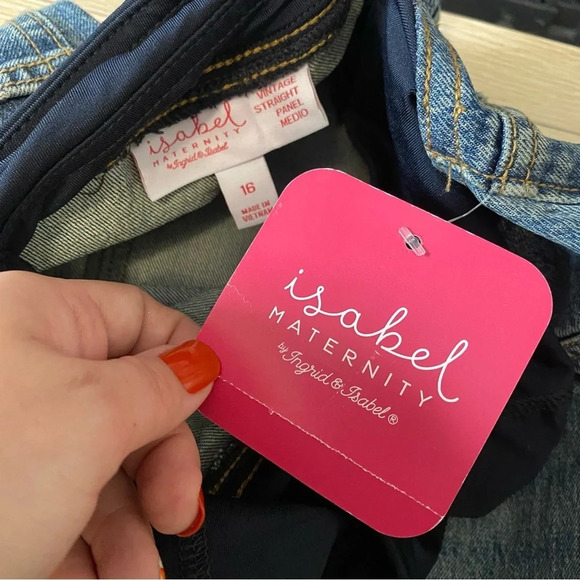 ✨NWT Isabel Maternity Medium Wash Vintage Straight Over Belly Jeans Plus Size 16 - Picture 5 of 12